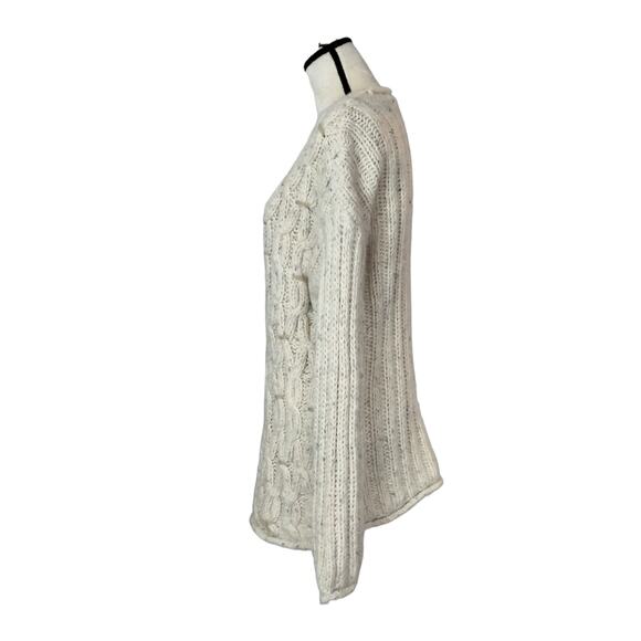 Limited Sz L Handknit Fisherman Chunky Cable Knit Sweater Angora Wool Blend - Picture 6 of 6